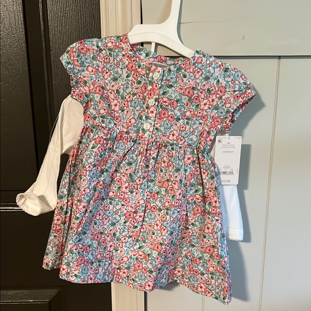 Girls Floral Dress with White Cardigan - Cute Casual Set